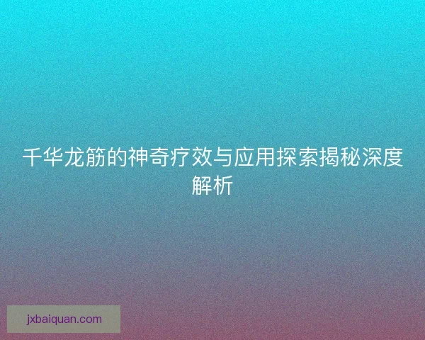 千华龙筋的神奇疗效与应用探索揭秘深度解析